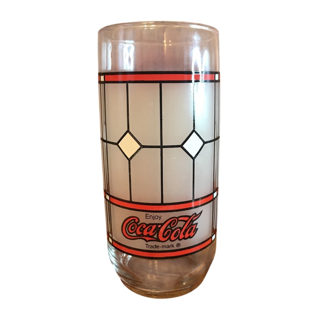 Vintage‎ Coca Cola Glass Stained Glass Design Collectible Coke